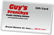A rectangular gift card with the Guy's Frenchy's logo on it.